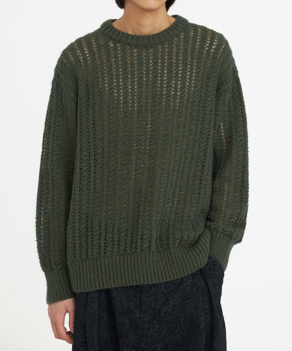 YOUTH유스 Meshed Mohair Sweater Olive