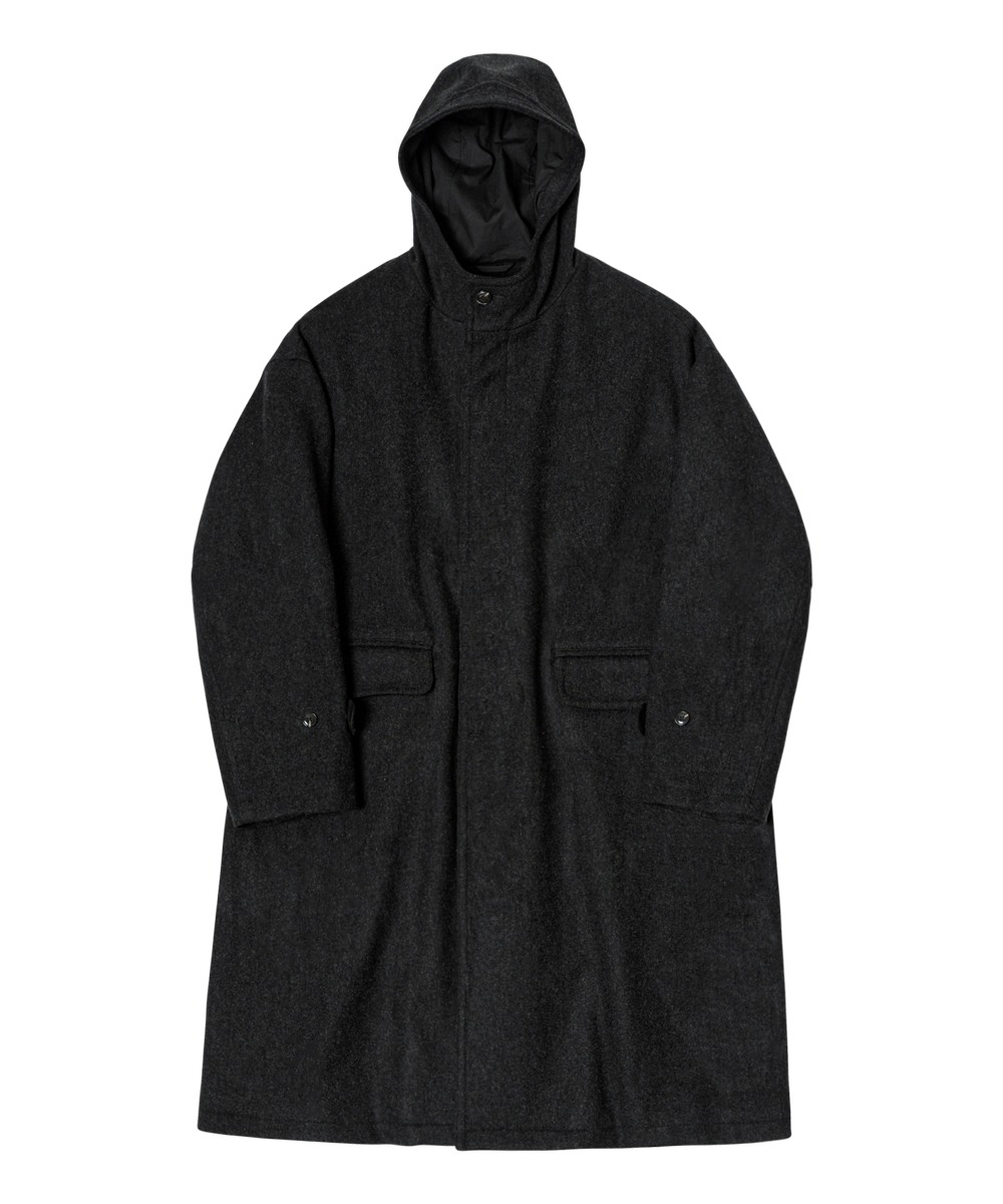 rough side러프사이드 409. Hooded Rover Coat Ash Black (Wool)